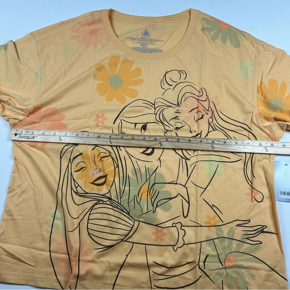 Disney Princesses Belle Rapunzel Mulan Floral Woman’s Shirt 1x XL NWT AOP - Picture 6 of 7